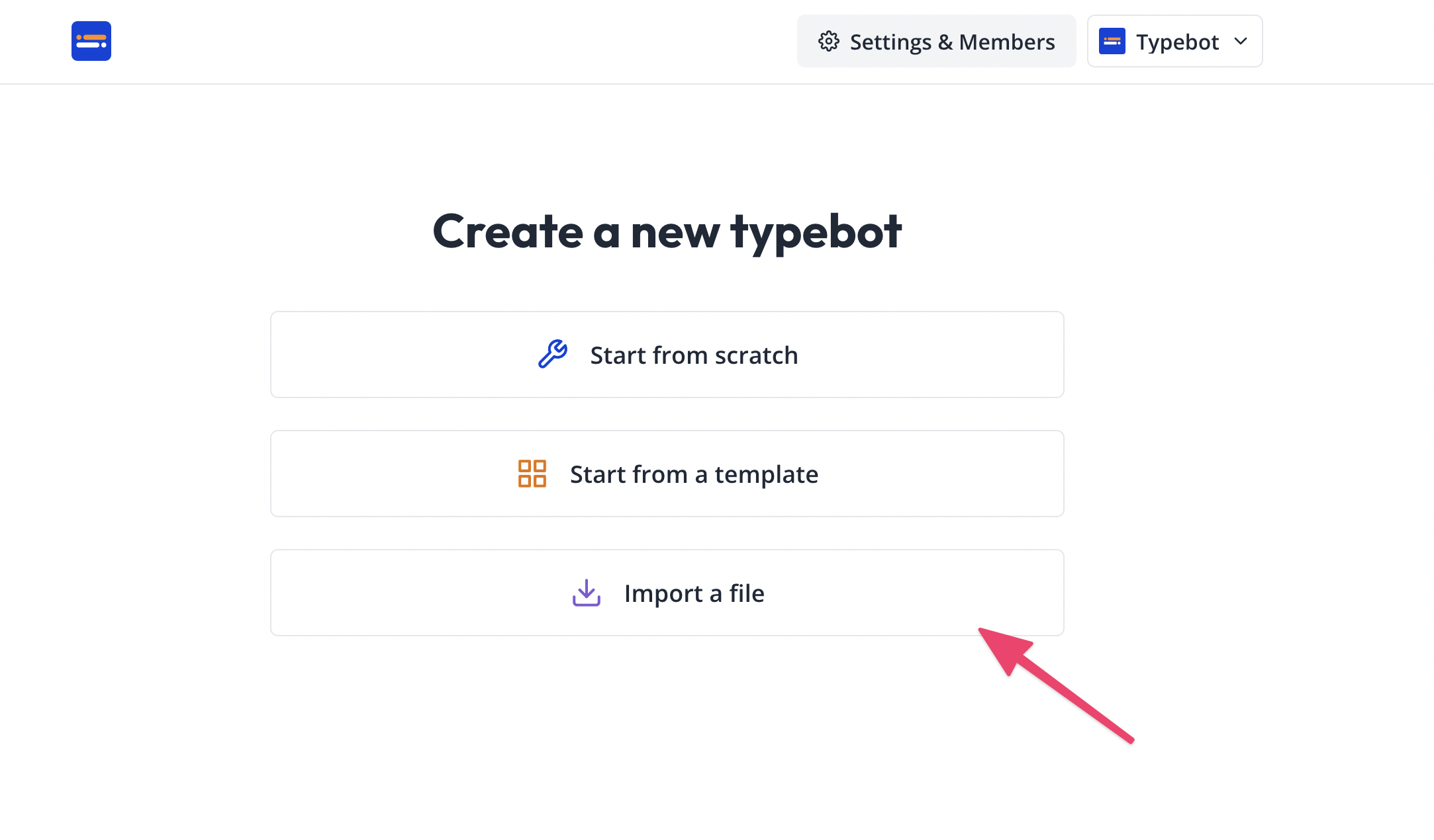 Import flow button